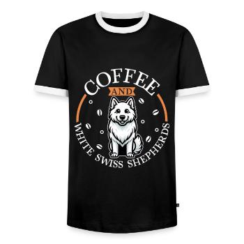Coffee and Berger Blanc Suisse - Men's Ringer Shirt - black/white - Front - AI Model Female 172 light (172cm) & AI Model Male 178 light (178cm)