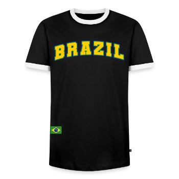 Brasilien Brazil shirt Brasilianer Rio de Janeirao - Männer Kontrast-T-Shirt - Schwarz/Weiß - Vorne - AI Model Female 172 light (172cm) & AI Model Male 178 light (178cm)