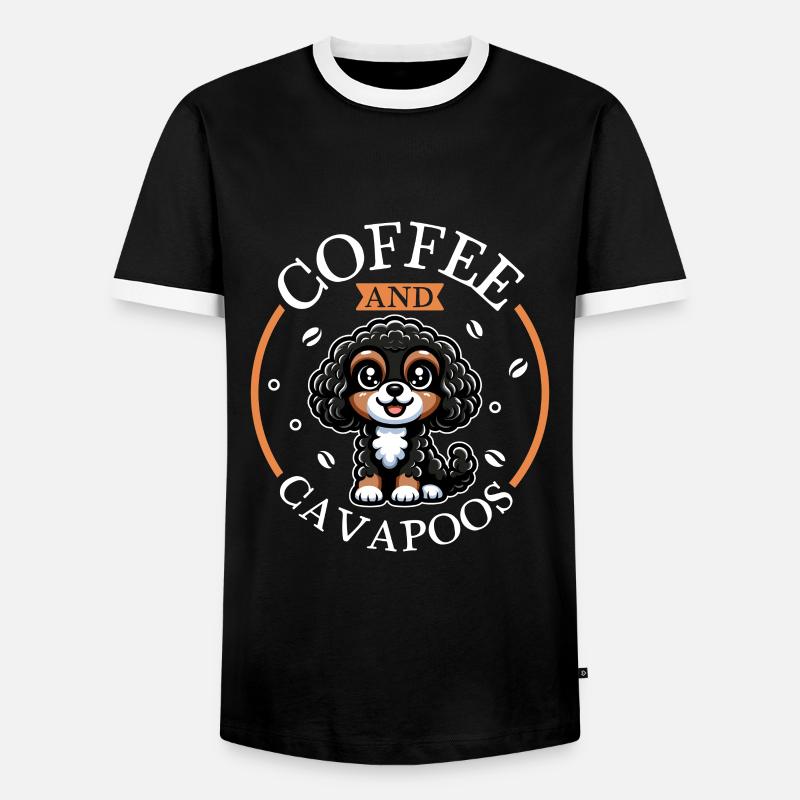 Coffee and Cavapoo - Men's Ringer Shirt - black/white