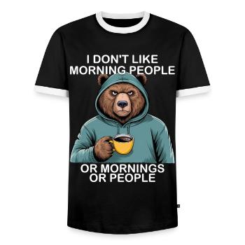 Funny Bear Grizzly - Men's Ringer Shirt - black/white - Front - AI Model Female 172 light (172cm) & AI Model Male 178 light (178cm)