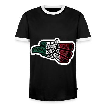 Mexique Mexique Cadeau mexicain Flag Football - T-shirt contrasté Homme - noir/blanc - Devant - AI Model Female 172 light (172cm) & AI Model Male 178 light (178cm)