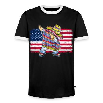 Mexiko Mexico Mexikaner Geschenk Flagge Fußball - Männer Kontrast-T-Shirt - Schwarz/Weiß - Vorne - AI Model Female 172 light (172cm) & AI Model Male 178 light (178cm)