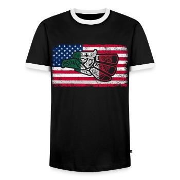 Mexique Mexique Cadeau mexicain Flag Football - T-shirt contrasté Homme - noir/blanc - Devant - AI Model Female 172 light (172cm) & AI Model Male 178 light (178cm)