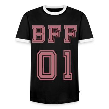 BFF 01 Best Friends Forever Best Friend - Men's Ringer Shirt - black/white - Front - AI Model Female 172 light (172cm) & AI Model Male 178 light (178cm)