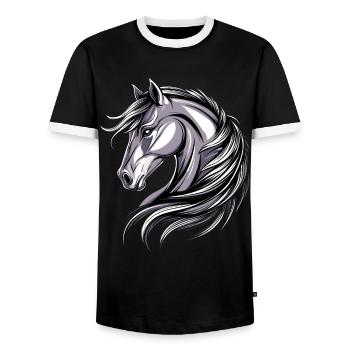 Pony Reitpony Fohlen Reiterin Ponys Reiten Ponyhof - Männer Kontrast-T-Shirt - Schwarz/Weiß - Vorne - AI Model Female 172 light (172cm) & AI Model Male 178 light (178cm)