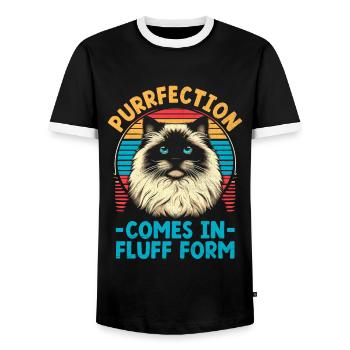 Purrfection Kommt In Pluff Form Ragdoll Ragdolls C - Männer Kontrast-T-Shirt - Schwarz/Weiß - Vorne - AI Model Female 172 light (172cm) & AI Model Male 178 light (178cm)