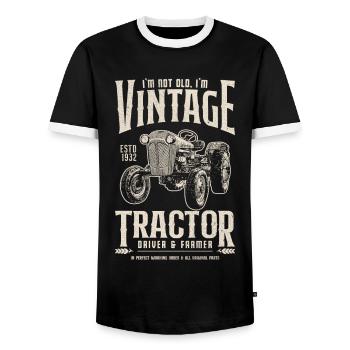 Oldtimer Traktor Bauer Geburtstag Jahrgang 1932 - Männer Kontrast-T-Shirt - Schwarz/Weiß - Vorne - AI Model Female 172 light (172cm) & AI Model Male 178 light (178cm)