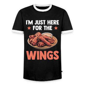 Chicken Wings Lustig - I'm Just Here For The Wings - Männer Kontrast-T-Shirt - Schwarz/Weiß - Vorne - AI Model Female 172 light (172cm) & AI Model Male 178 light (178cm)