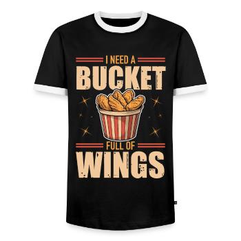 Hühnerflügel - Seau de poulet plein d’ailes - T-shirt contrasté Homme - noir/blanc - Devant - AI Model Female 172 light (172cm) & AI Model Male 178 light (178cm)