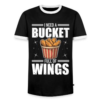 Chicken Wings Bucket Fast Food Hühnerbude - Männer Kontrast-T-Shirt - Schwarz/Weiß - Vorne - AI Model Female 172 light (172cm) & AI Model Male 178 light (178cm)