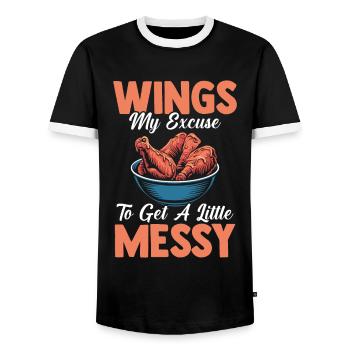 Chicken Wings My Excuse To Get A Little Messy - Männer Kontrast-T-Shirt - Schwarz/Weiß - Vorne - AI Model Female 172 light (172cm) & AI Model Male 178 light (178cm)