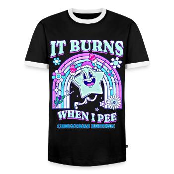 Winter Edition "It Burns when i Pee"! sarkastisch - Männer Kontrast-T-Shirt - Schwarz/Weiß - Vorne - AI Model Female 172 light (172cm) & AI Model Male 178 light (178cm)