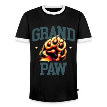 Grand Paw German Shepherd Dog Lover Shepherds GSD - Men's Ringer Shirt - black/white - Front - AI Model Female 172 light (172cm) & AI Model Male 178 light (178cm)