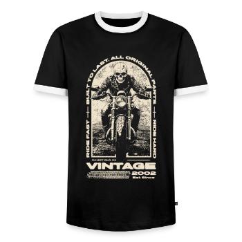Vintage Motorcycle Bikers Motorbike Birthday 2002 - Men's Ringer Shirt - black/white - Front - AI Model Female 172 light (172cm) & AI Model Male 178 light (178cm)