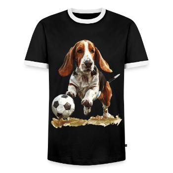 Basset - Männer Kontrast-T-Shirt - Schwarz/Weiß - Vorne - AI Model Female 172 light (172cm) & AI Model Male 178 light (178cm)