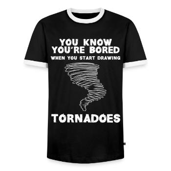 Funny Science Humor Nerd Geek Tornado - Men's Ringer Shirt - black/white - Front - AI Model Female 172 light (172cm) & AI Model Male 178 light (178cm)