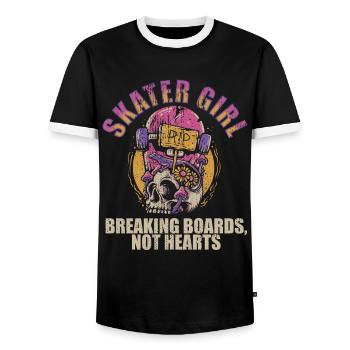 Skateboarder Skater Girl Women Sk8er Skateboard - Men's Ringer Shirt - black/white - Front - AI Model Female 172 light (172cm) & AI Model Male 178 light (178cm)
