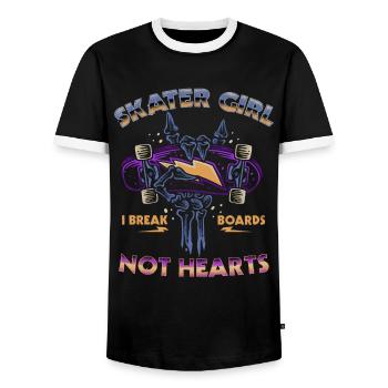 Skateboarder Skater Girl Women Sk8er Skateboard - Men's Ringer Shirt - black/white - Front - AI Model Female 172 light (172cm) & AI Model Male 178 light (178cm)