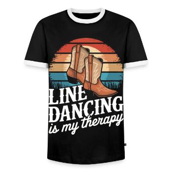 Danse en ligne Danseurs - T-shirt contrasté Homme - noir/blanc - Devant - AI Model Female 172 light (172cm) & AI Model Male 178 light (178cm)
