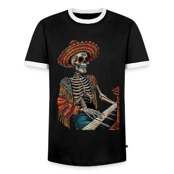 Piano Squelette Mexicain - T-shirt contrasté Homme - noir/blanc - Devant - AI Model Female 172 light (172cm) & AI Model Male 178 light (178cm)