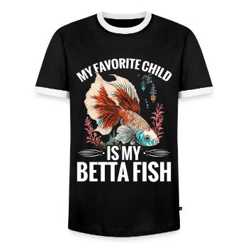 Mein Lieblingskind Ist Mein Kampffisch - Männer Kontrast-T-Shirt - Schwarz/Weiß - Vorne - AI Model Female 172 light (172cm) & AI Model Male 178 light (178cm)