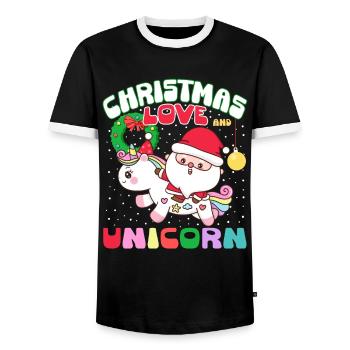 Einhorn Pferde Reitern Weihnachen Liebe Reiten - Männer Kontrast-T-Shirt - Schwarz/Weiß - Vorne - AI Model Female 172 light (172cm) & AI Model Male 178 light (178cm)