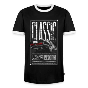 Ich bin nicht alt, ich bin ein Oldtimer, Oldtimer Jahrgang 1968 - Männer Kontrast-T-Shirt - Schwarz/Weiß - Vorne - AI Model Female 172 light (172cm) & AI Model Male 178 light (178cm)