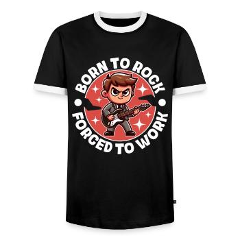 NÉ POUR LE ROCK, FORCÉ DE TRAVAILLER - T-shirt contrasté Homme - noir/blanc - Devant - AI Model Female 172 light (172cm) & AI Model Male 178 light (178cm)