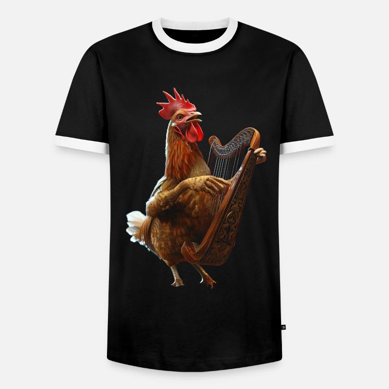 Hahn Harfe - Männer Kontrast-T-Shirt - Schwarz/Weiß