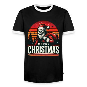 Frohe Weihnachten Cool Santa Bigfoot Ho! Ho! Ho! - Männer Kontrast-T-Shirt - Schwarz/Weiß - Vorne - AI Model Female 172 light (172cm) & AI Model Male 178 light (178cm)