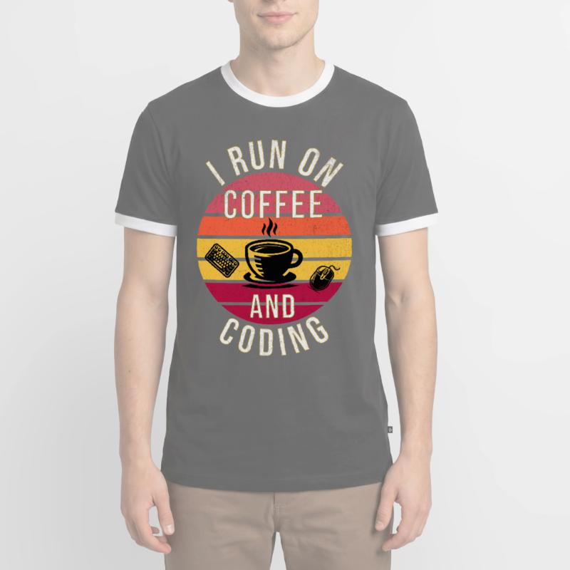I Run on Coffee and Coding – Programmierer Stil Männer Kontrast-T-Shirt