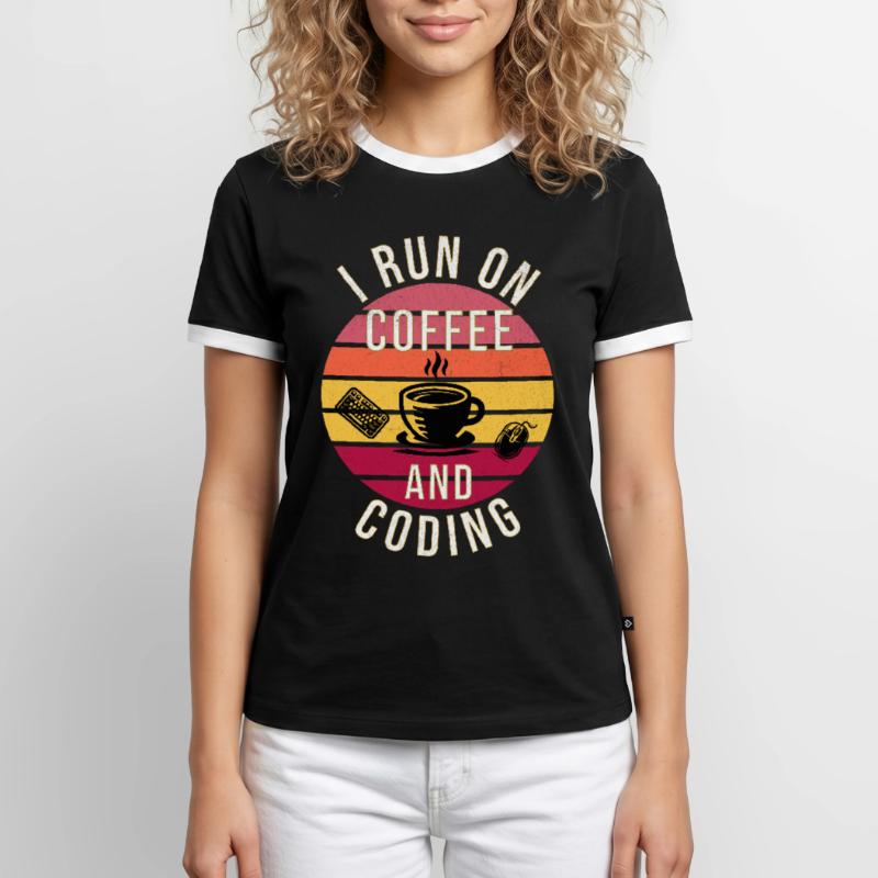 I Run on Coffee and Coding – Programmierer Stil Männer Kontrast-T-Shirt