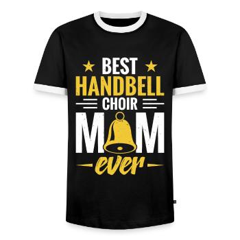 The Best Handbell Choir Mom Ever - Men's Ringer Shirt - black/white - Front - AI Model Female 172 light (172cm) & AI Model Male 178 light (178cm)