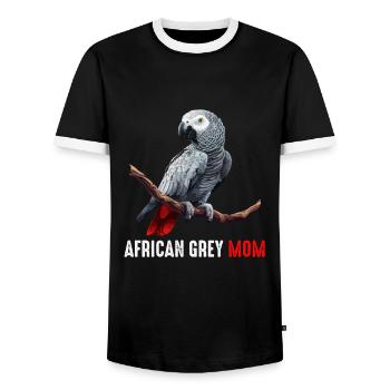 african grey parrot - Männer Kontrast-T-Shirt - Schwarz/Weiß - Vorne - AI Model Female 172 light (172cm) & AI Model Male 178 light (178cm)