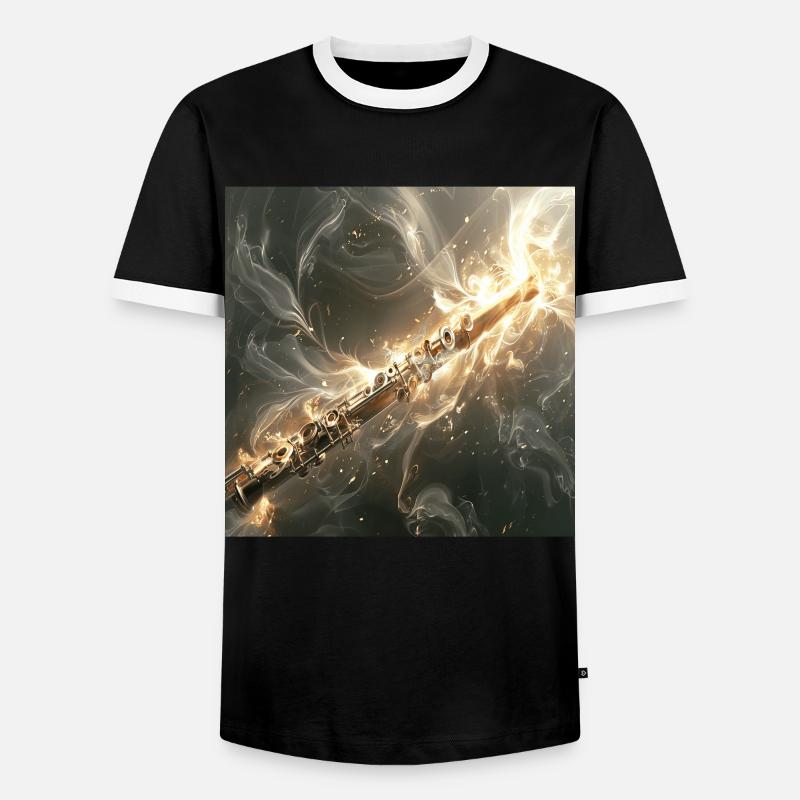 Querflöte - Männer Kontrast-T-Shirt - Schwarz/Weiß