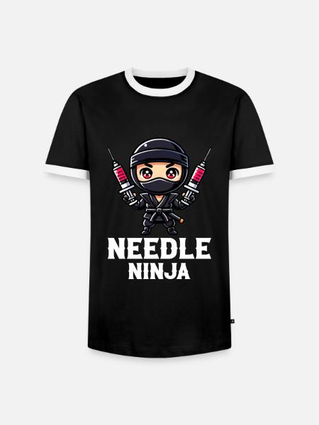Needle Ninja, funny phlebotomist - Männer Kontrast-T-Shirt - Schwarz/Weiß