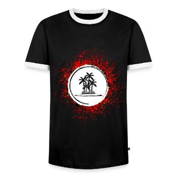 Palm Island Icon - Men's Ringer Shirt - black/white - Front - AI Model Female 172 light (172cm) & AI Model Male 178 light (178cm)