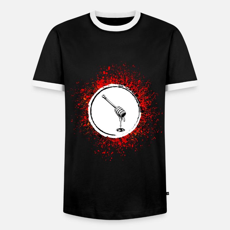 Stick chisel icon beekeeper - Men's Ringer Shirt - black/white