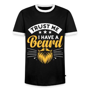 Trust Me I Have A Beard Facial Hair Beards Man - Men's Ringer Shirt - black/white - Front - AI Model Female 172 light (172cm) & AI Model Male 178 light (178cm)