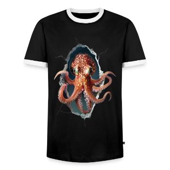 Tintenfisch - Männer Kontrast-T-Shirt - Schwarz/Weiß - Vorne - AI Model Female 172 light (172cm) & AI Model Male 178 light (178cm)