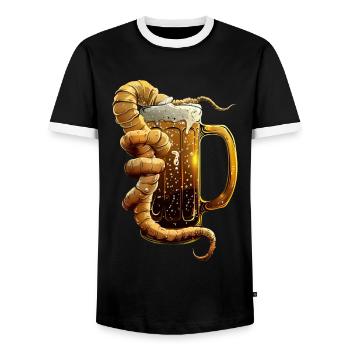 Wurm Bier - Männer Kontrast-T-Shirt - Schwarz/Weiß - Vorne - AI Model Female 172 light (172cm) & AI Model Male 178 light (178cm)