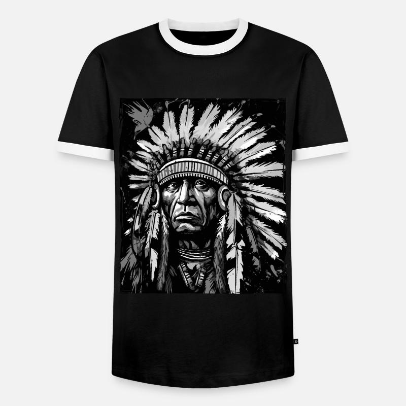 Apache Indianer Häuptling Totenkopf - Männer Kontrast-T-Shirt - Schwarz/Weiß