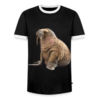 Walross - Männer Kontrast-T-Shirt - Schwarz/Weiß - Vorne - AI Model Female 172 light (172cm) & AI Model Male 178 light (178cm)
