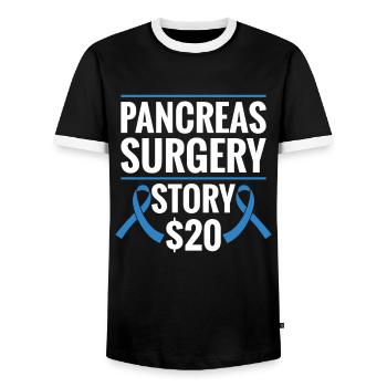 Geschichte Über Bauchspeicheldrüsenchirurgie 20 $ - Männer Kontrast-T-Shirt - Schwarz/Weiß - Vorne - AI Model Female 172 light (172cm) & AI Model Male 178 light (178cm)