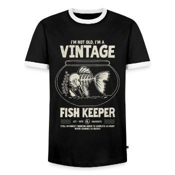 Vintage Fish Keeper Poisson Tropical Anniversaire 1979 - T-shirt contrasté Homme - noir/blanc - Devant - AI Model Female 172 light (172cm) & AI Model Male 178 light (178cm)