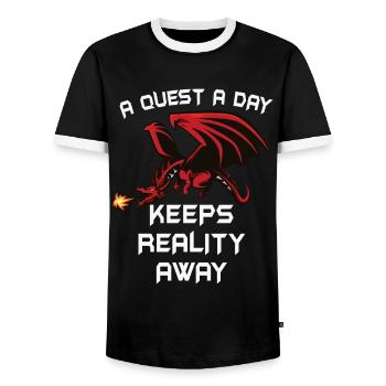Jouer à Gamer A Quest A Day - T-shirt contrasté Homme - noir/blanc - Devant - AI Model Female 172 light (172cm) & AI Model Male 178 light (178cm)