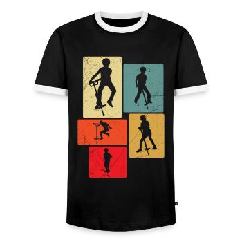 Pogo-stick: Never call it just a - Men's Ringer Shirt - black/white - Front - AI Model Female 172 light (172cm) & AI Model Male 178 light (178cm)