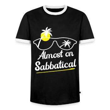 Almost on sabbatical - Men's Ringer Shirt - black/white - Front - AI Model Female 172 light (172cm) & AI Model Male 178 light (178cm)