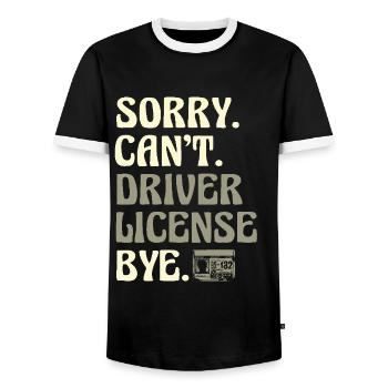 Désolé, je ne peux pas passer l’examen de conduite Bye License - T-shirt contrasté Homme - noir/blanc - Devant - AI Model Female 172 light (172cm) & AI Model Male 178 light (178cm)