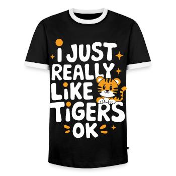 Tiger Animal Zoo Wild Animal - Men's Ringer Shirt - black/white - Front - AI Model Female 172 light (172cm) & AI Model Male 178 light (178cm)